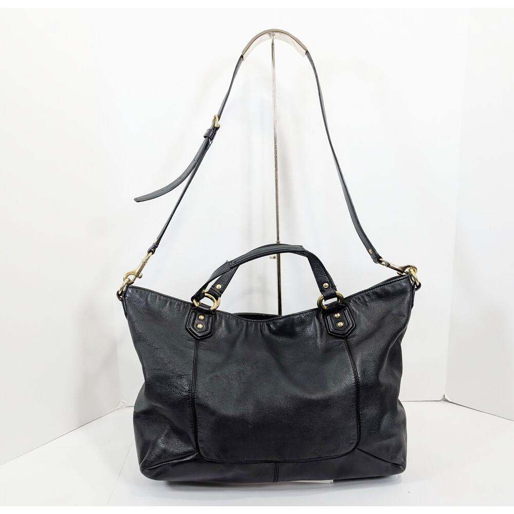 Coach Izzy Leather Carryall Satchel Bag Black Double Handle Purse F24683 - Picture 5 of 16